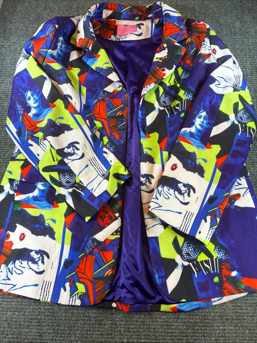 Azalea Wang Pop Art Magazine Collage Blazer Jacket Plus Size 2X FLAW